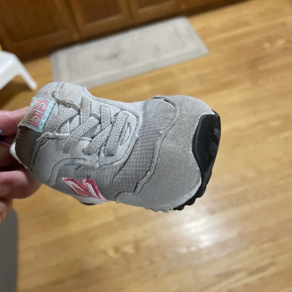 New Balances 515 No Tie Pink And Gray Suede Toddler Size 3 Sneakers